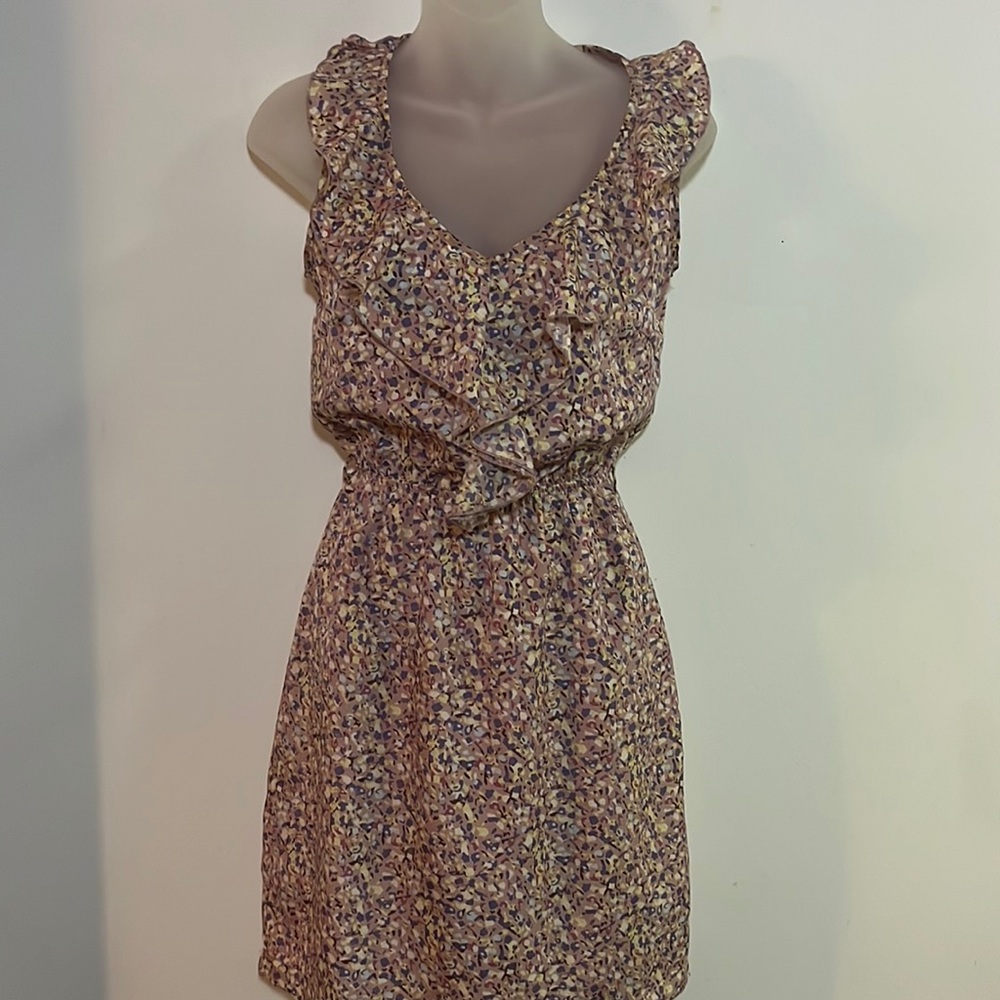 Vintage Delia's Chiffon Floral Ruffle Sleeveless Mini Dress Size XS